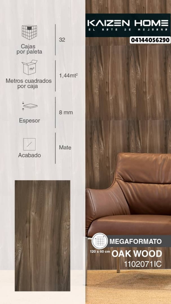 MEGAFORMATO OAK WOOD 60X120CM M2