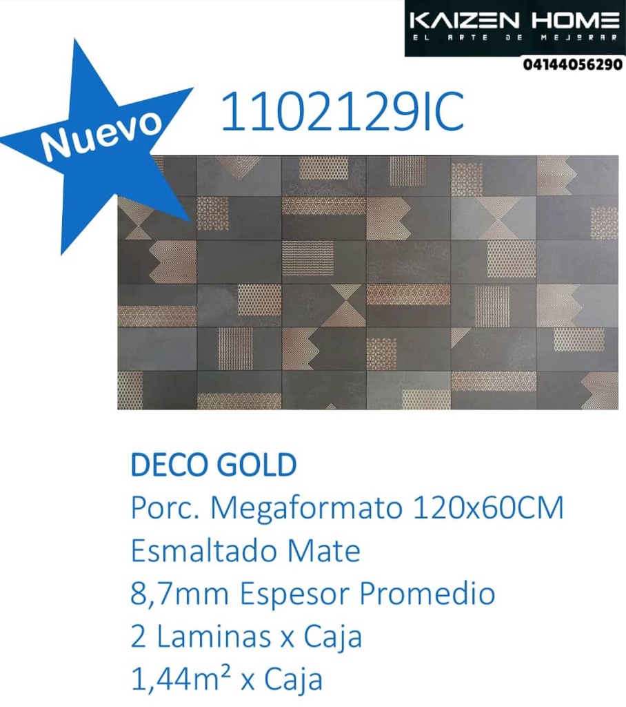 MEGAFORMATO DECO GOLD 120*60 CAJA 1.44MT2
