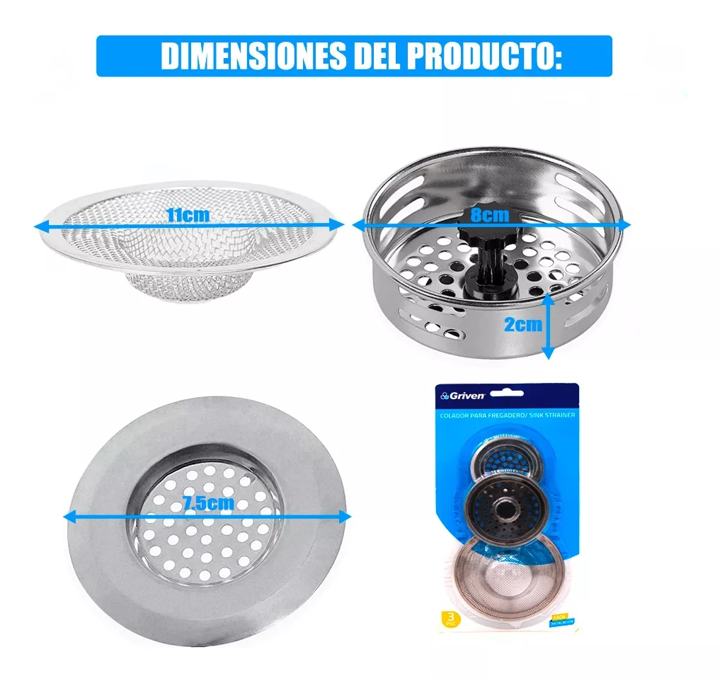 COLADOR PARA FREGADERP 3 PIEZAS GRIVEN 4-235