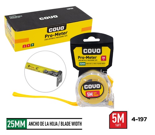 CINTA METRICA TRANSPARENTE 5MT COVO 4-197