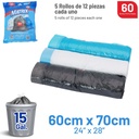 BOLSA DE BASURA 60X70CM 15 GAL X 60 UNDS MATRIX 9-673
