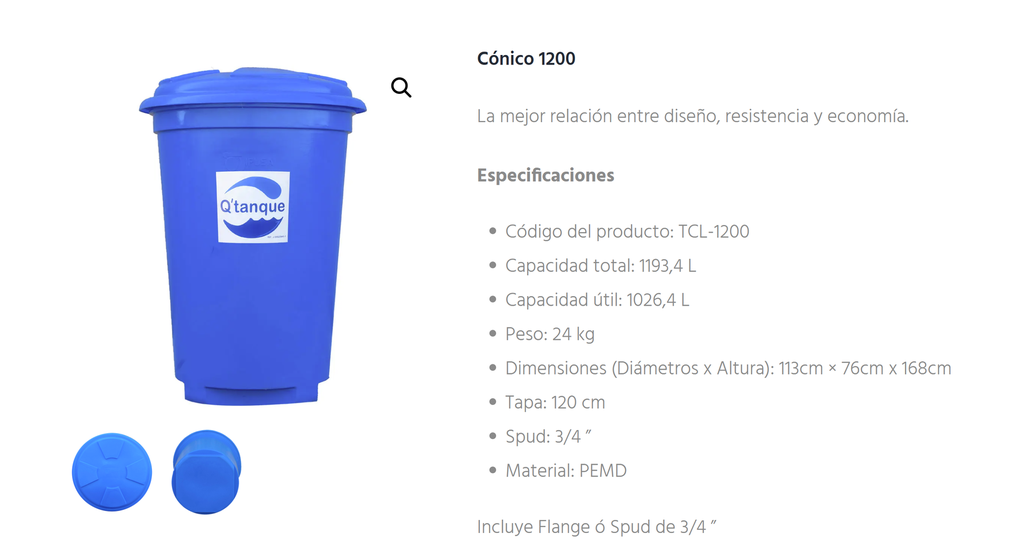 TANQUE CONICO 1200L 