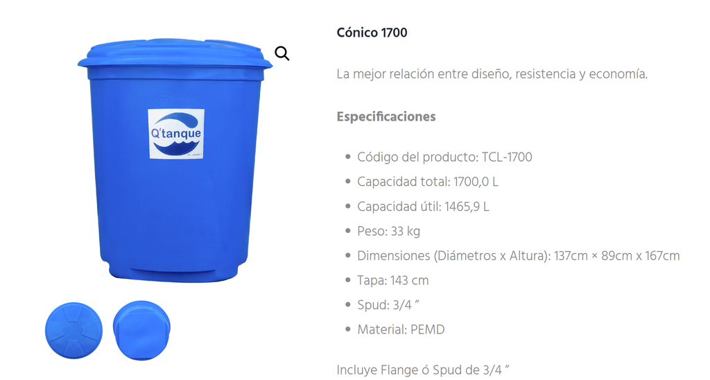 TANQUE CONICO 1700LT