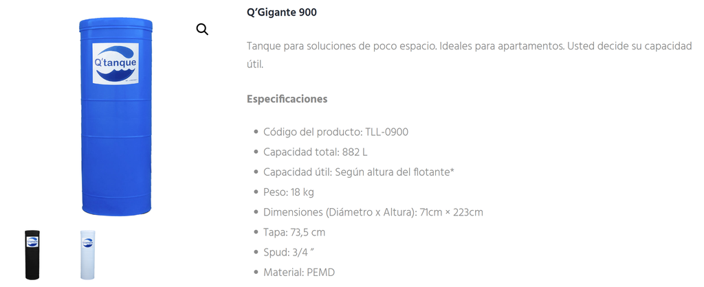 TANQUE CILINDRICO 900LT 
