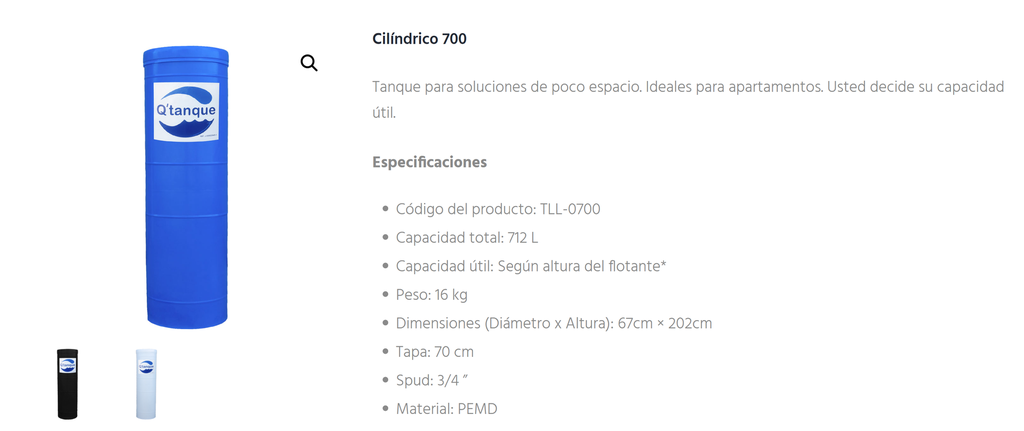 TANQUE CILINDRICO 700LT