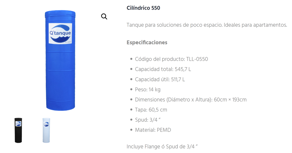 TANQUE CILINDRICO 550LT