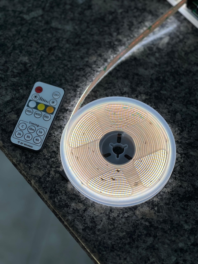 CINTA LED COB 12V 8MM 608 LED 3 COLORES 5MT + CONTROL