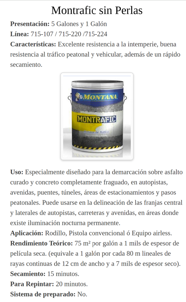MONTRAFIC AMARILLO SIN PERLAS GALON