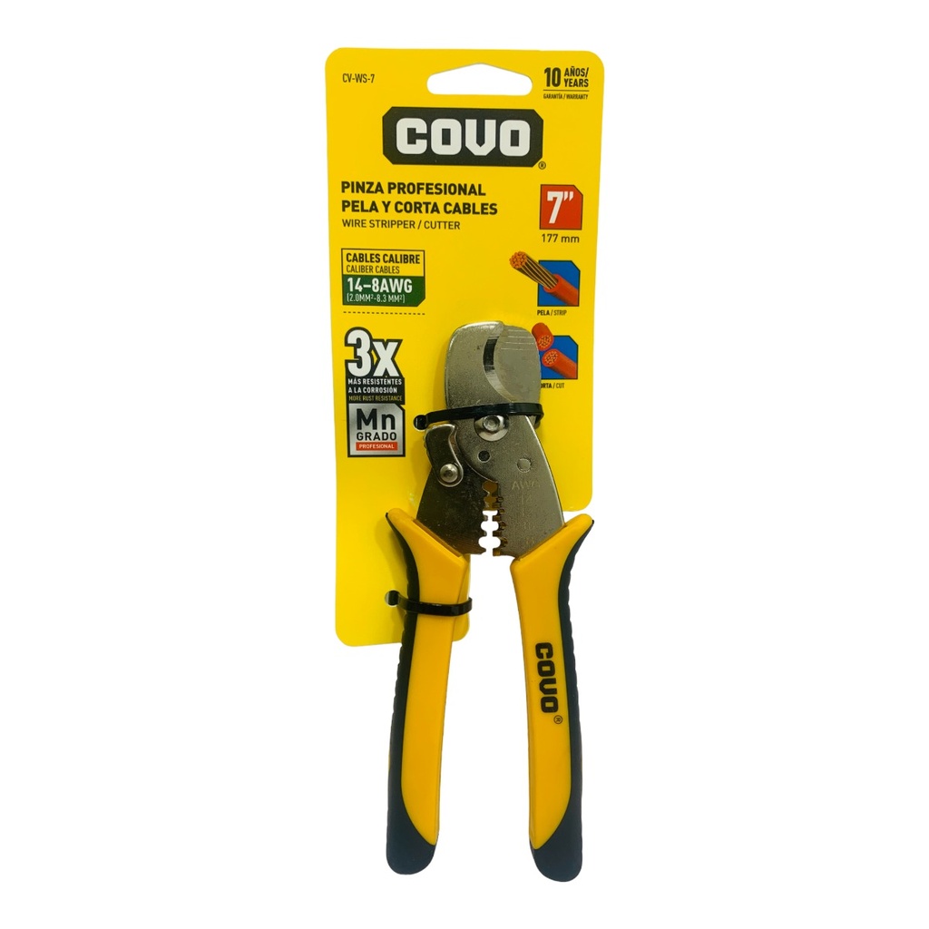 PINZA PROFESIONAL PELA Y CORTA CABLES COVO 10832