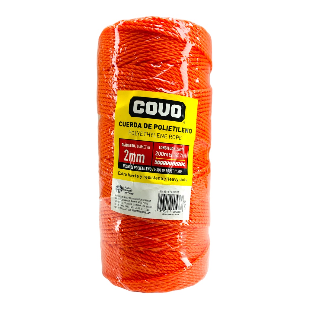 MECATILLO 2MM 200MTRS NARANJA COVO 12496