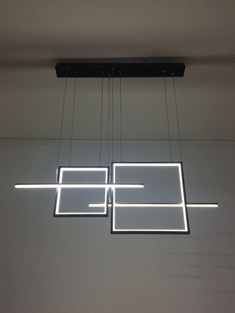 LAMPARA LED CUADROS NEGRA 3 TONOS CON CONTROL