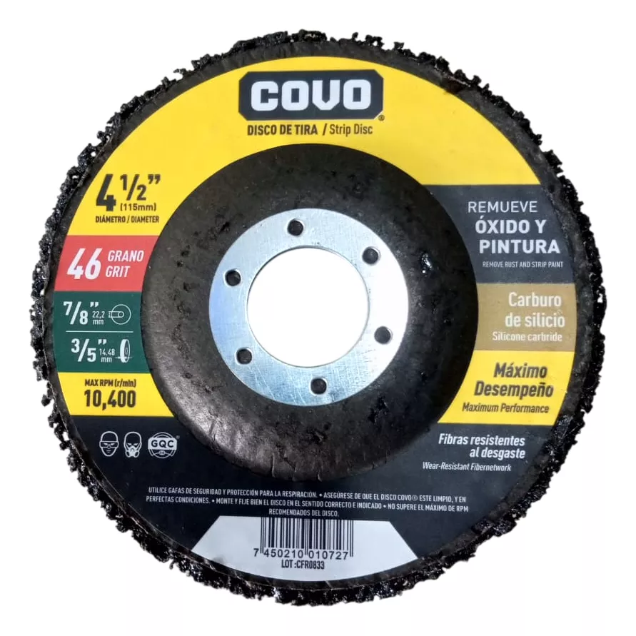 DISCO REMOVEDOR DE OXIDO Y PINTURA 4 1/2" COVO 9-809