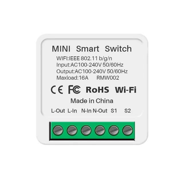 MINI INTERRUPTOR INTELIGENTE WIFI 16AMP 100-240V SMART
