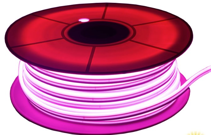 CINTA LED NEON FLEX 50MT 110V 16x8MM ROSADO INCLUYE CONECTOR