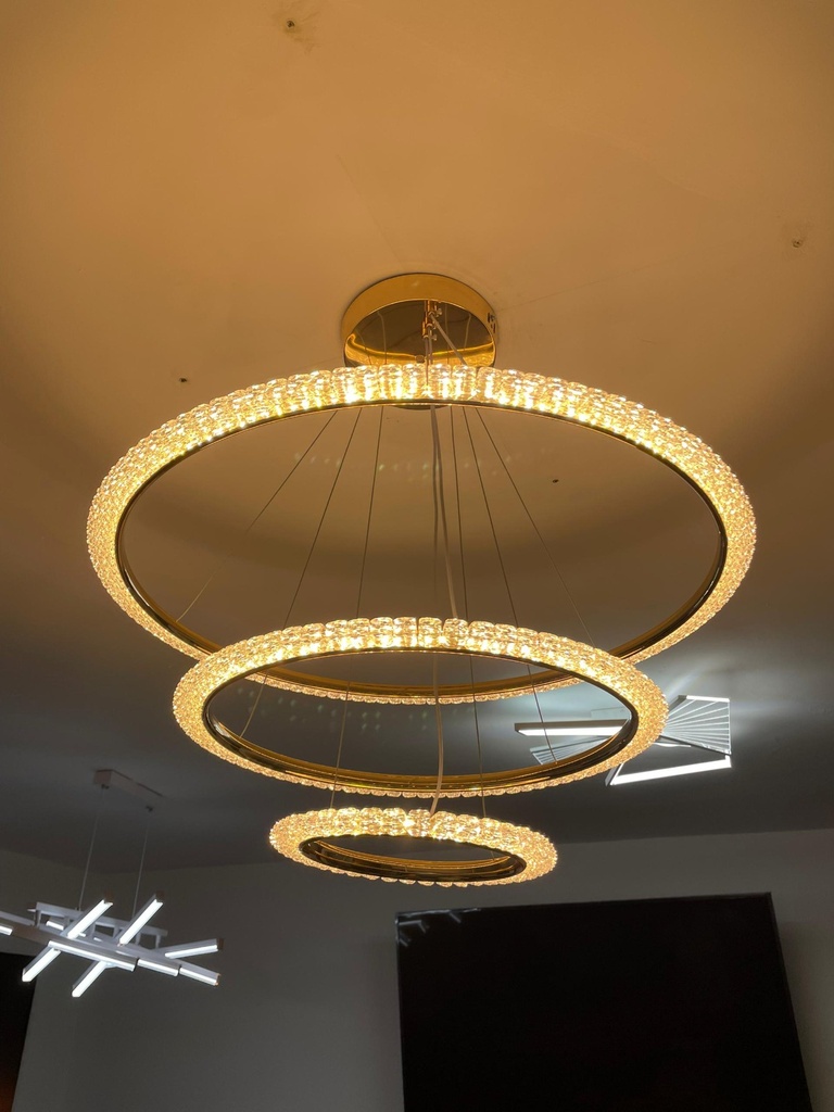 LAMPARA COLGANTE 3 AROS SMART 3 TONOS 66W DORADA 2141