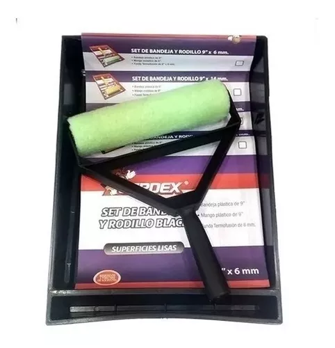 SET GRANDE BANDEJA BLACK Y RODILLO METAL 9x6mm BLACK  CERDEX