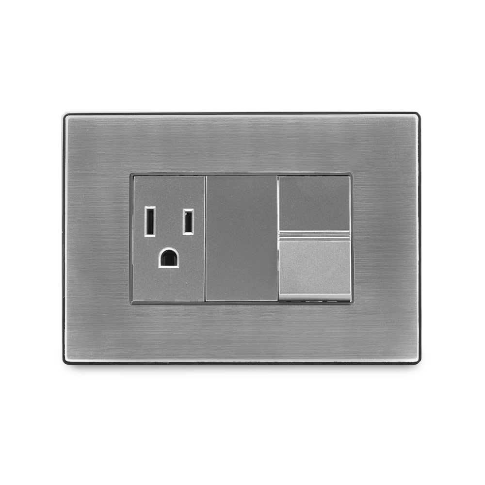 INTERRUPTOR + TOMACORRIENTE SERIE INOX IGOTO