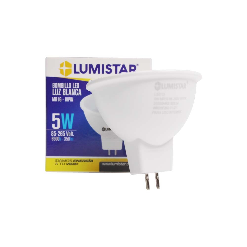 Bombillo LED Dicroico 5W MR16-BIPIN 6500k Lumistar