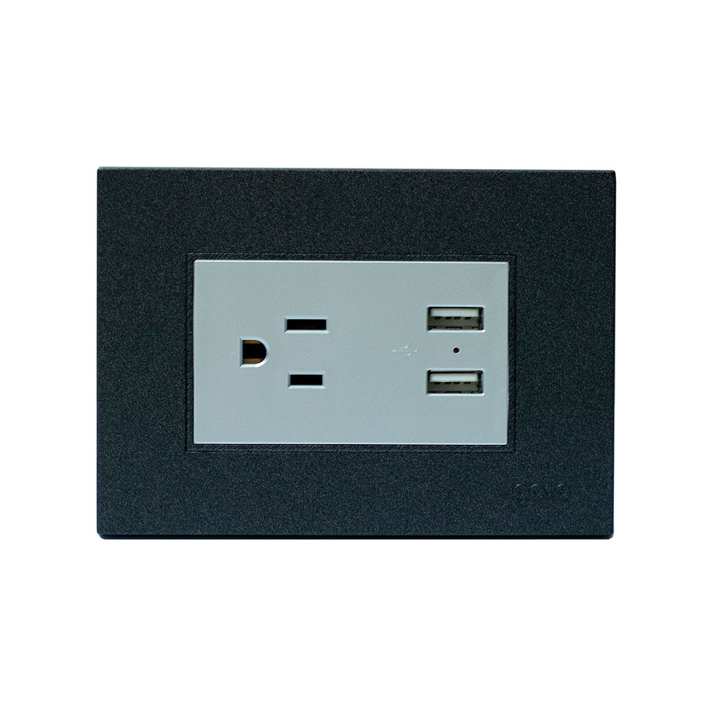 TOMACORRIENTE + 2 PUERTOS USB SERIE Z NEGRO IGOTO