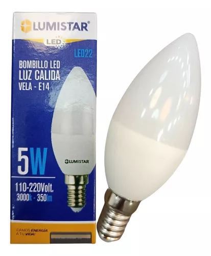 [LED22] BOMBILLO LED VELA E14 5W 3000K 110-220V LUMISTAR
