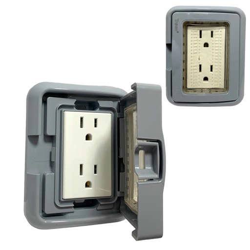 [TR-WP-6C] Tomacorriente Doble con cubierta impermeable 15A 127/250V TROEN 11455