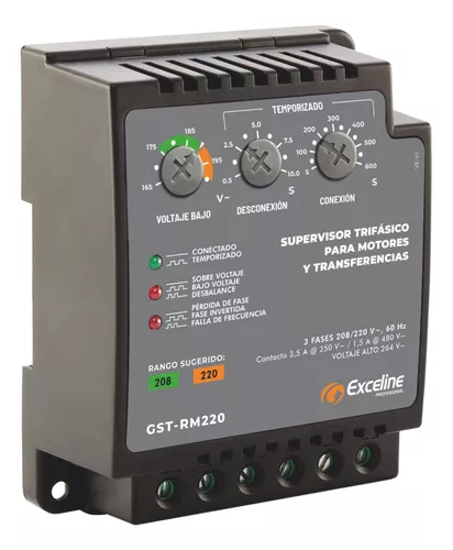 [GST-RM220] SUPERVISOR TRIFASICO PARA  MOTORES, TRANSFERENCIAS Y SISTEMAS DE DISTRIBUCIÓN 220V EXCELINE