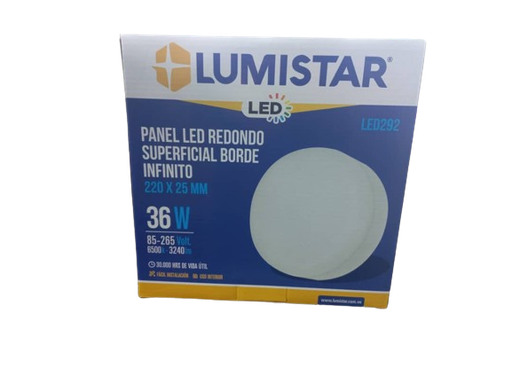 [LED292] PANEL LED 36W BORDE INFINITO REDONDO 6500K LUMISTAR