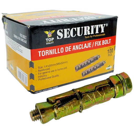 [A307-ESM5-50M] TORNILLO DE ANCLAJE 3/16" X 50MM CON RAMPLUG 0.35 0.35 0.00 METALICO SECURITY (1UND)