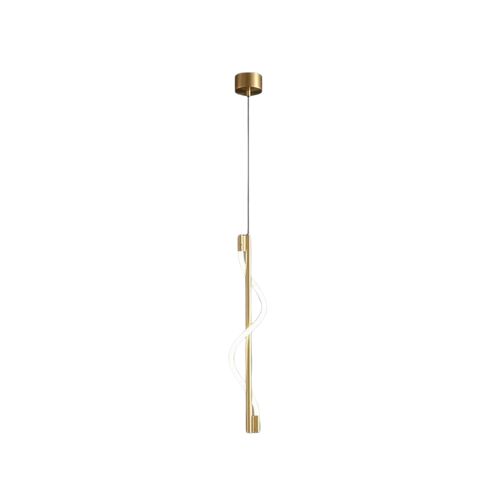 [03-1112] LAMPARA COLGANTE VERTICAL DORADA NYLON FLEX 15W 3000K + 4000K + 6000K 85-265V 1979 ZX