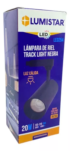 [LED254] LAMPARA RIEL TRACK LIGHT NEGRA 20W 100-240V 3000K LUZ CALIDA LUMISTAR