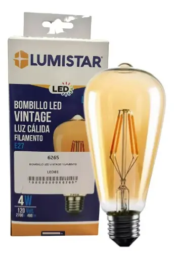 [LED81] BOMBILLO LED VINTAGE FILAMENTO E27 4W 2700K LUMISTAR