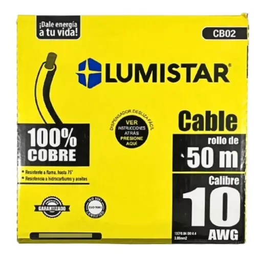 [CB02N-50M] CABLE THHN 10AWG  NEGRO 50MT LUMISTAR