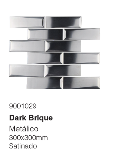 [9001029] Mosaico Ceramico con Superficie de Acero Inoxidable 300x300 mm Pieza