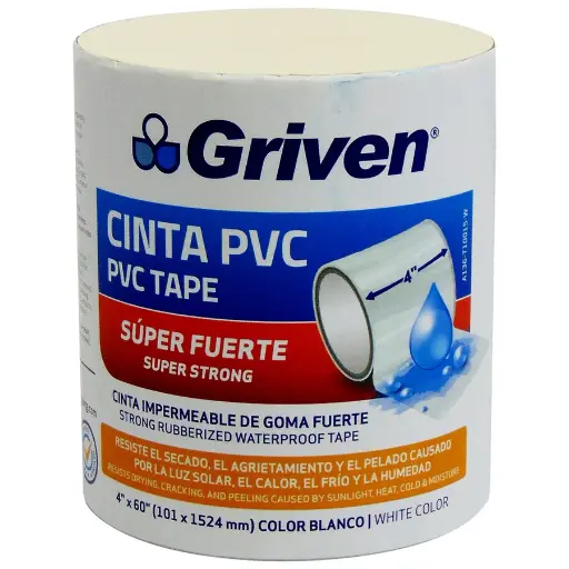 [A136-T10015-B] CINTA FLEX ADHESIVA NEGRA 4"X1.5MT PVC IMPERMEABLE GRIVEN 5-316