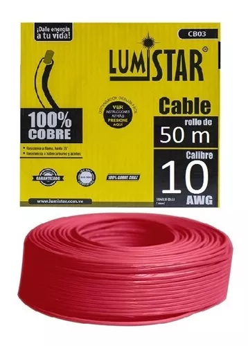 [CB02R-50M] CABLE THHN 10AWG  ROJO 50MT LUMISTAR