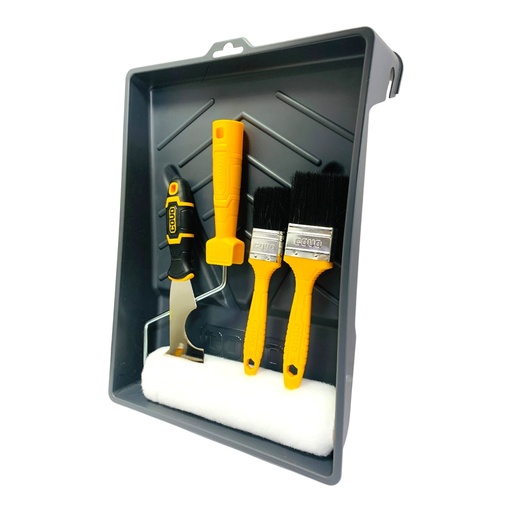 [CV-PSET-6PCS] KIT BANDEJA, RODILLO, FUNDA, 2 BROCHAS Y ESPATULA COVO 8-148