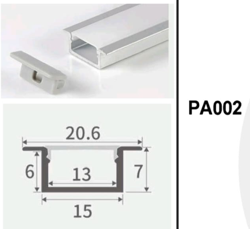 [PA002] PERFIL EMPOTRAR 15x7mm (20.6mm ext)