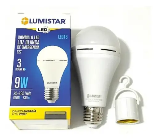 [LED18] BOMBILLO LED EMERGENCIA 9W 85-265V E27 3 HORAS 6500K LUZ BLANCA LUMISTAR