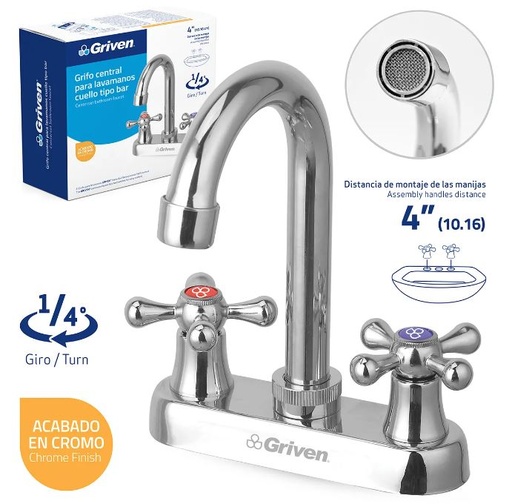 [A367-15061B-C] GRIFERIA PARA LAVAMANOS 4" CUELLO TIPO BAR GRIVEN