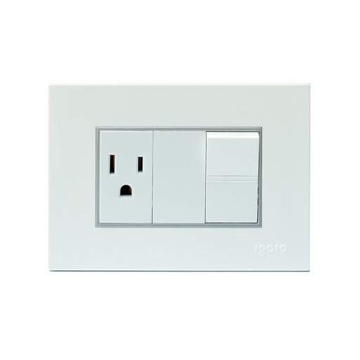 [Z316-W] INTERRUPTOR + TOMACORRIENTE SERIE Z BLANCO IGOTO
