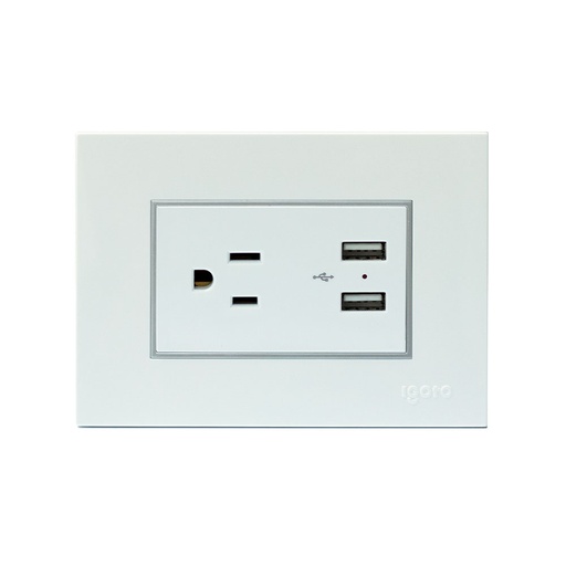 [Z105U-W] TOMACORRIENTE + 2 PUERTOS USB SERIE Z  BLANCO IGOTO