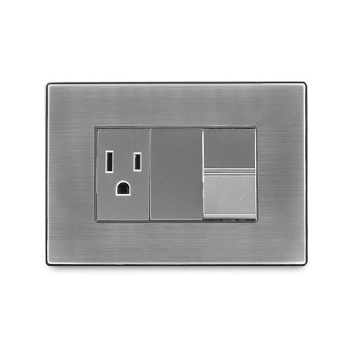 [I316] INTERRUPTOR + TOMACORRIENTE SERIE INOX IGOTO