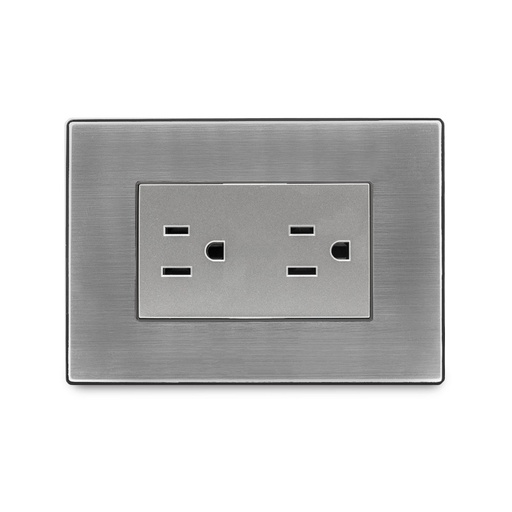 [I105/2] TOMACORRIENTE DOBLE CON TIERRA SERIE INOX IGOTO