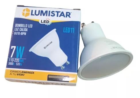 [LED11] Bombillo LED Dicroico 7W GU10 3000k 535 Lum Lumistar