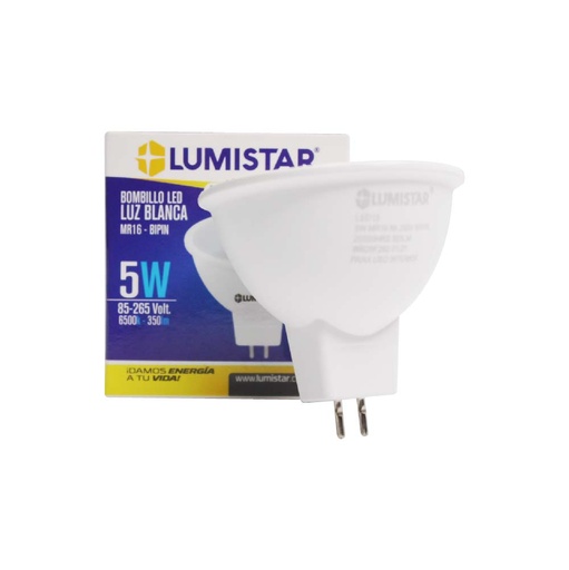 [LED13] Bombillo LED Dicroico 5W MR16-BIPIN 6500k Lumistar