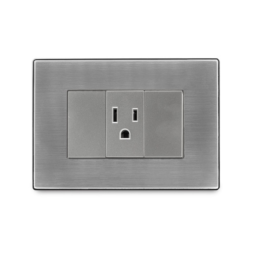 [I105] TOMACORRIENTE SENCILLO CON TIERRA SERIE INOX IGOTO