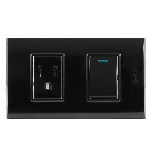 [B316-B] INTERRUPTOR+TOMACORRIENTE SERIE B NEGRO IGOTO    