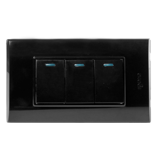 [B516-B] INTERRUPTOR TRIPLE SERIE B NEGRO IGOTO   