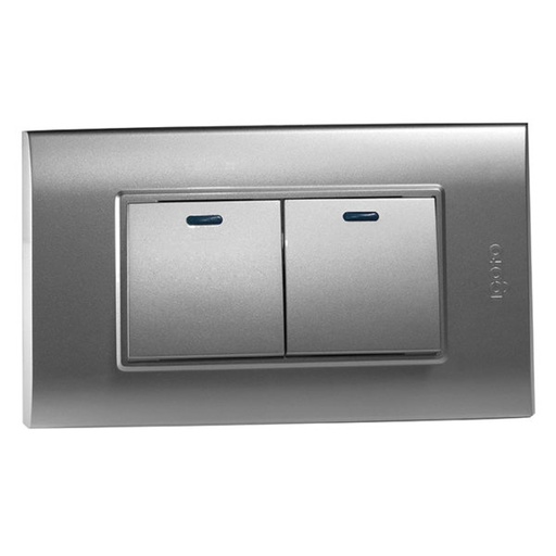 [B514-S] INTERRUPTOR DOBLE (LARGO) SERIE B PLATEADO IGOTO 
