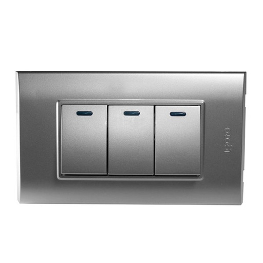 [B516-S] INTERRUPTOR TRIPLE SERIE B PLATEADO IGOTO     